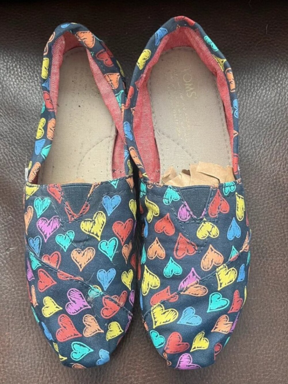 TOMS navy heart flats size 6.5